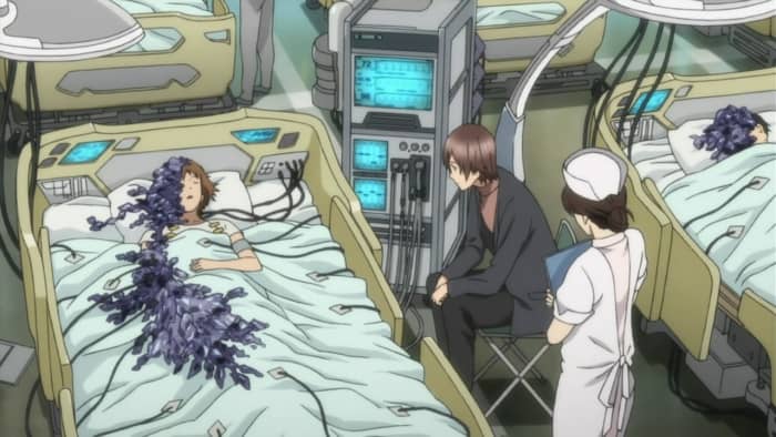 Yahiro's brother, Jun, suffering from an advanced stage of the Apocalypse Virus' crystallizing tumor
