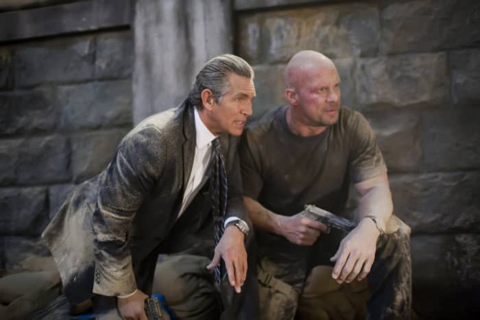 Eric Roberts (left) and Steve Austin (right) appearing as two of the film's many bad guys and getting ready to rumble.