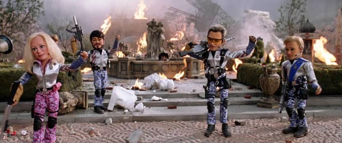 The film is a razor-sharp parody of action movies as well as taking on numerous celebrity targets and political ideas such as US foreign policy.