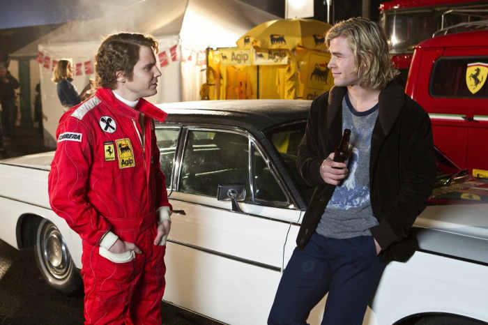 Not only do the performances of Brühl (left) and Hemsworth (right) elevate the film's depth of realism but also exemplify the fire-and-ice relationship between Lauda & Hunt.