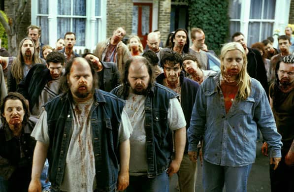 The film doesn't scrimp on the horror elements just because it's a comedy as characters get torn apart by bloodthirsty zombies.