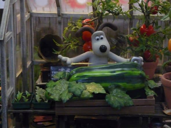 Photo of the Wallace and Gromit garden set taken at the Wallace & Gromit Exhibition at the Science Museum in 2009