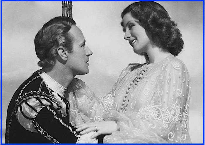 Here are Leslie Howard and Norma Shearer in a scene from 1936's "Romeo and Juliet." His many off-screen affairs gave him plenty of practice for the role of Romeo.