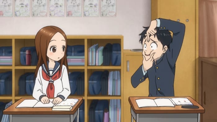 Nishikata is on a grand quest to make Takagi blush out of embarrassment from his teasing after all the successful teases she has ever pulled on him.