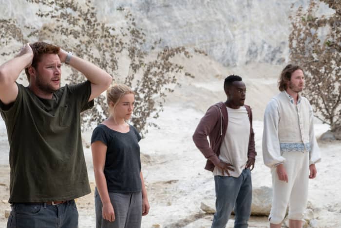 Christian (Jack Reynor), Dani (Florence Pugh), Josh (William Jackson Harper), and Pelle (Vilhelm Blomgren) in, "Midsommar."