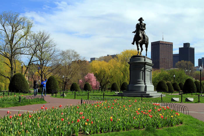 Beautiful in the springtime, Boston Common and the Public Garden also put on a stunning display of fall foliage every October.