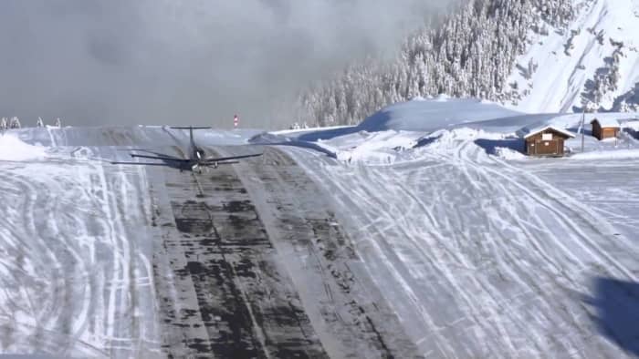 Courchevel Airport in the French Alps - he airplane scene featured before the credits in the film "GoldenEye" was filmed at Courchevel