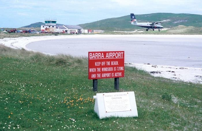The hard sand beach on the island of Barra makes for the perfect runway