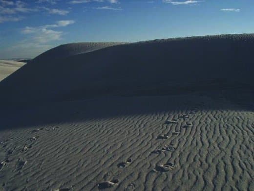 If you visit White Sands in New Mexico, you'll see that the name is accurate. You'll also see signs for Truth or Consequences and Elephant Butte up Highway 85.
