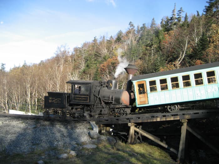 Coal-fired engine and passenger car at the Mount Washington Base Station