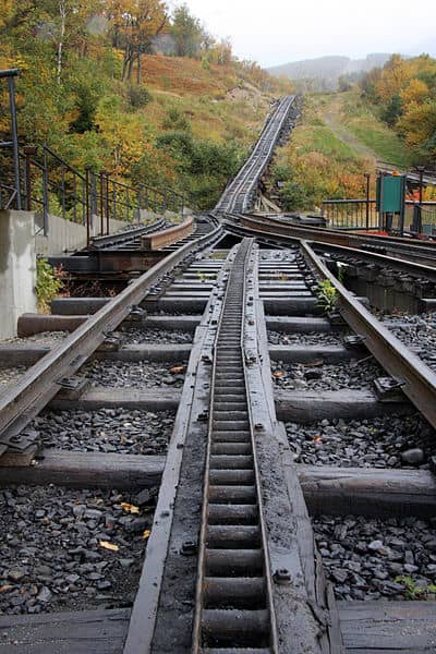 View of the Mount Washington Cog Railway track.
