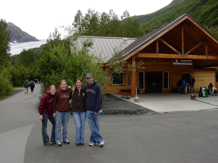 At the Nature Center. You can see the Glacier in back, upper left, about a half mile hike away.