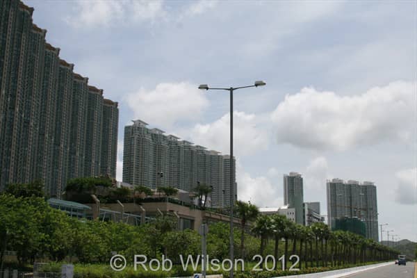 Caribbean Coast (left), Coastal Skyline (centre) and Seaview Crescent (right) in Tung Chung, on Lantau, Hong Kong.