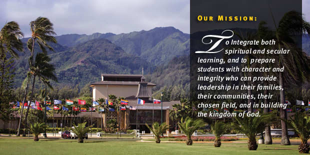 Brigham Young University - Hawai'i Campus has an enrollment of about 3,000 students who represent over 70 different countries and cultures