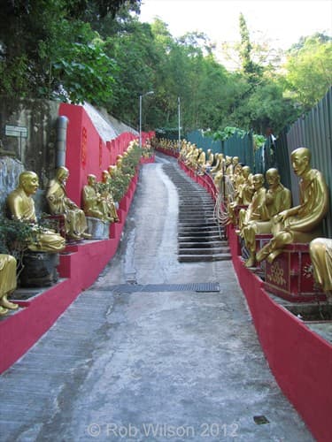 The view up the hill towards the Monastery of the 10,000 Buddha's in Sha Tin Hong Kong.