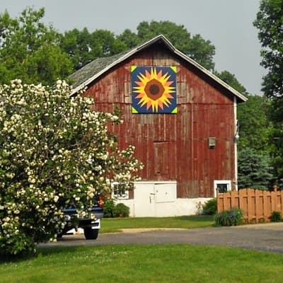 "Sunflower" pattern displayed in Brodhead, Wisconsin. Located on the farm of Doug and Laura Zettle.