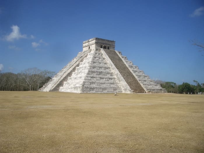 El Castillo, the Temple of Kukulcan, just before sunset, a few days after the spring equinox.