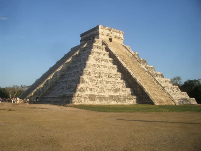 The Serpent Kukulcan "descending" the stairs of El Castillo in Chichen itza, at sunset, a few days after the spring equinox.
