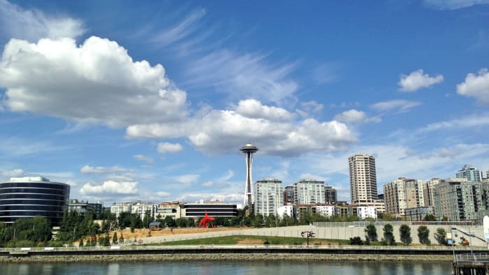 A view of the Space Needle from our harbor cruise. What a great day to be on the water.