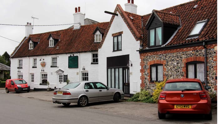My 17th century hotel in Mundford - in this part of the world you don't have to visit ruins to be in a place of history. That's my orangy car in the bottom right corner