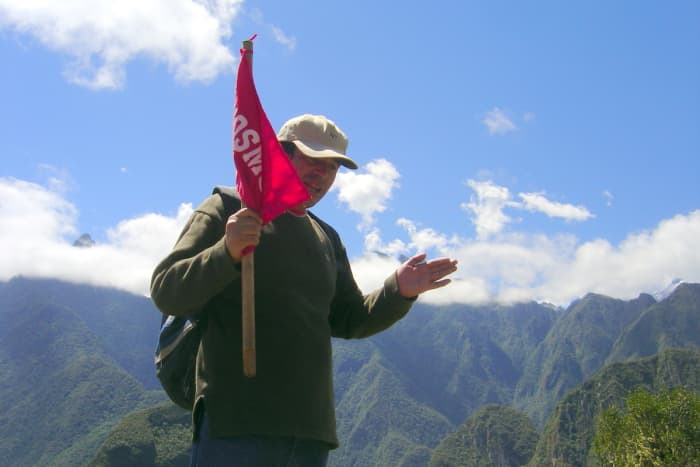 Our guide through Machu Picchu, Cosme Cuba, a trilingual Quechua Indian, a very interesting man who has published a book about the site.