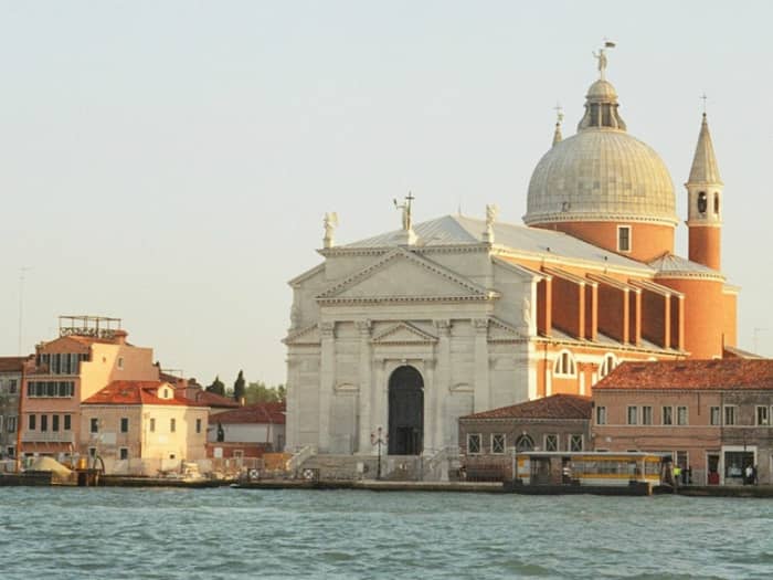 The Church of San Giorgio Maggiori is a Benedictine church situated on the island of San Giorgio Maggiori, across the Giudecca Canal from St. Mark's. The church is of Renaissance architecture, was designed by Palladio, and opened in 1610.