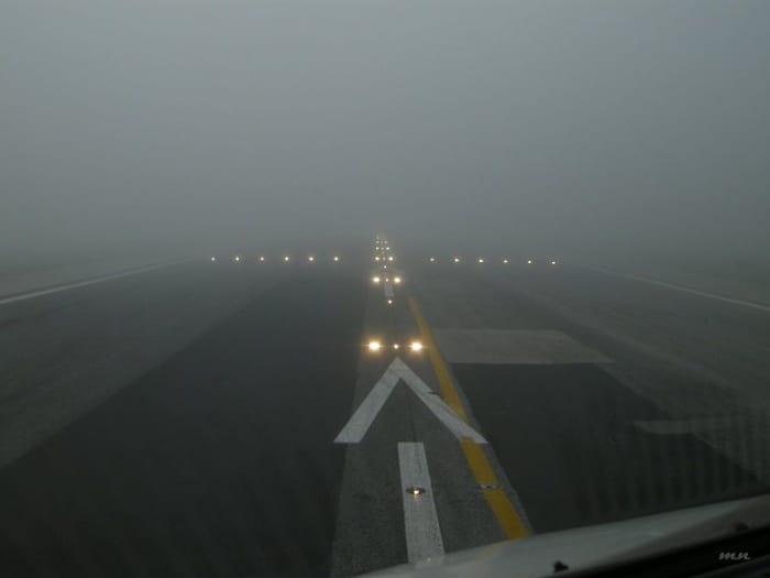 Pilot's Eye View: Ready For Takeoff In Very Low Visibility Conditions