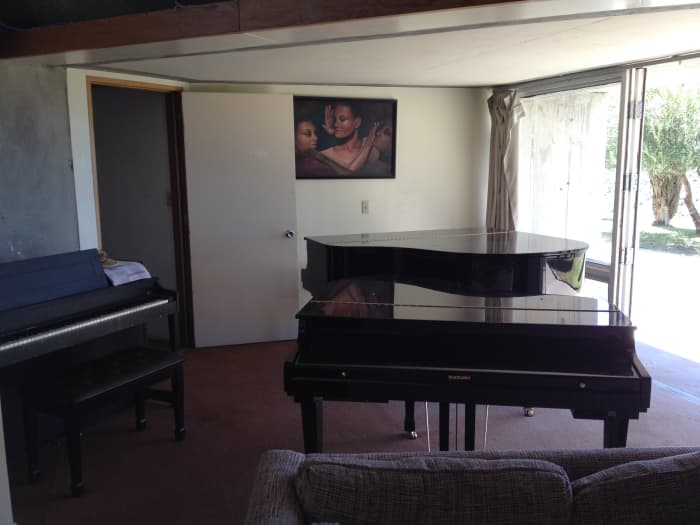 View of one of the common rooms in residence area. Individual apartments are small so areas, like living rooms, are shared.