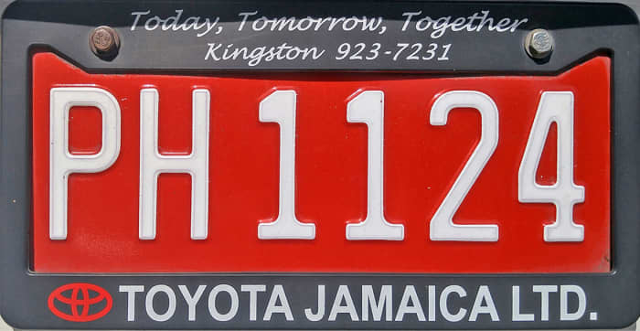 Red license plates for vetted drivers. One of the many ways the government tries to limit crime in Jamaica.