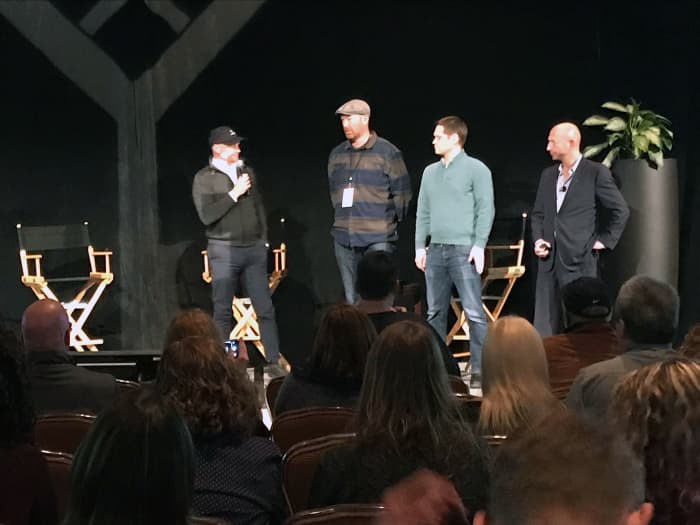 From left to right: Maven CEO James Heckman, HubPages CEO Paul Edmondson, Say Media CEO Matt Sanchez, and Maven President Josh Jacobs.