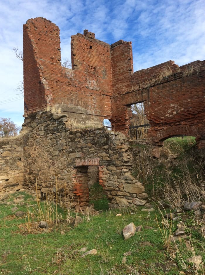 Ruined Remains of Ghirardelli Store. The first level was built of native stone with a second story of fired brick.