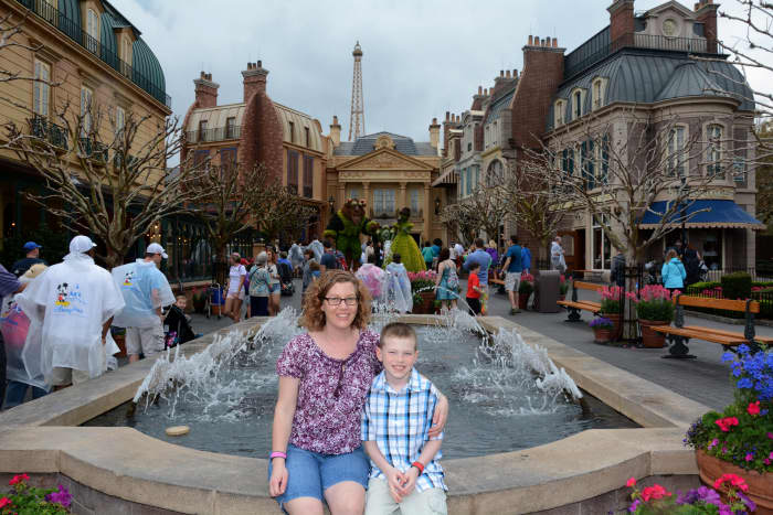 In addition to entertainment, enjoy the fountains and scenery in France. The character Belle from Beauty and the Beast is often found in this area.