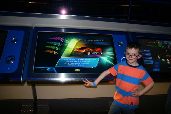 My boys both absolutely adore Test Track, one of the few "thrill rides" in Epcot. While the cars do travel quickly, there are no sudden drops or inversions on this ride. Test Track is a perfect first thrill ride for kids.