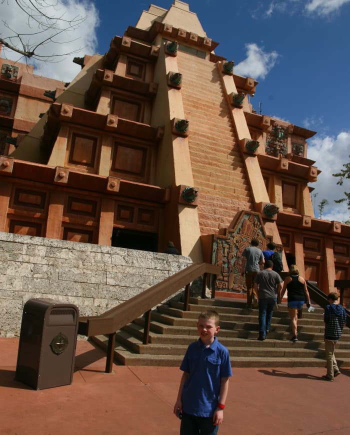 The pavilion in Mexico is mostly inside the large pyramid. In addition to the Grand Fiesta Tour, the San Angel Inn restaurant is fun for young kids.