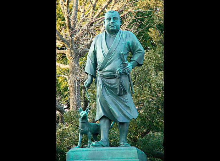 Statue of Takamori at Ueno Park, Tokyo. Considered by many to be the last true samurai, Takamori is one of the most respected "heroes" in Japanese history.