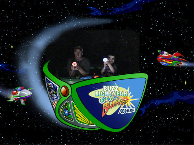 Disneyland's Buzz Lightyear ride allows riders to detach the laser guns, which makes firing at targets easier and obtaining a higher score possible.