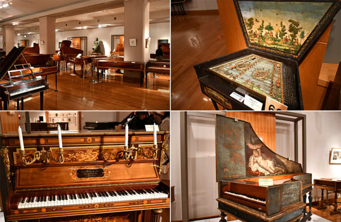 Graceful pianos and their predecessors fill an entire hall at Hamamatsu Museum of Musical Instruments.