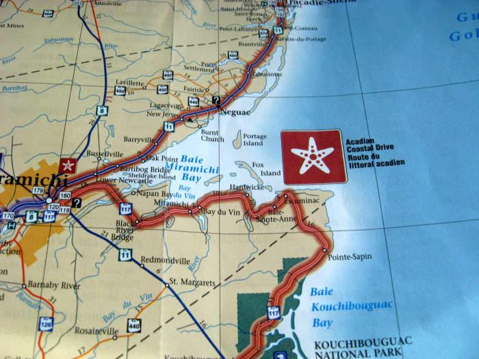 We set out following the lighthouse signs that marked the Fundy Coastal Drive. The road followed the coast down to Cape Tormentine. The GPS often couldn’t detect a road and just showed us driving through uncharted forests.
