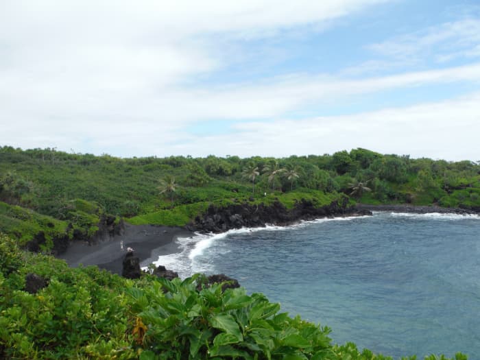 The view above the black-sand Honokalani Beach that is just off the Hana Highway. Worth the stop like so many other places on the Road to Hana.