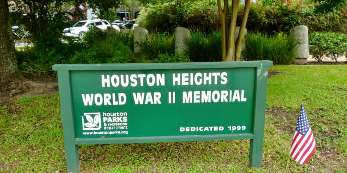 World War II Memorial located at East 11th St. and Heights Blvd., Houston, Texas 77008