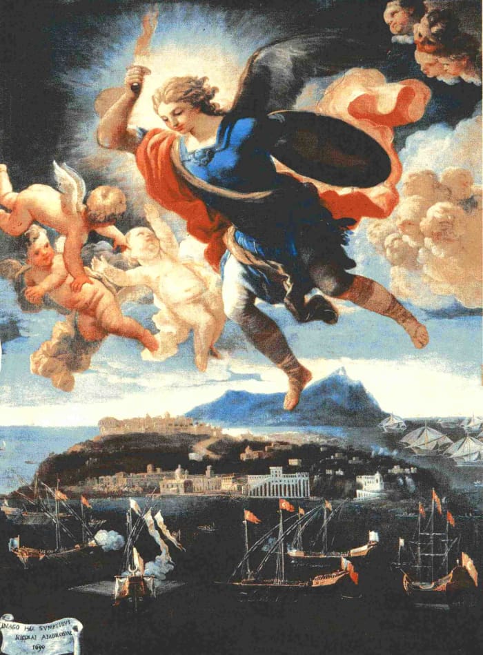 Painting of Archangel Michael - Title of painting (1690): apparizione di san Michele