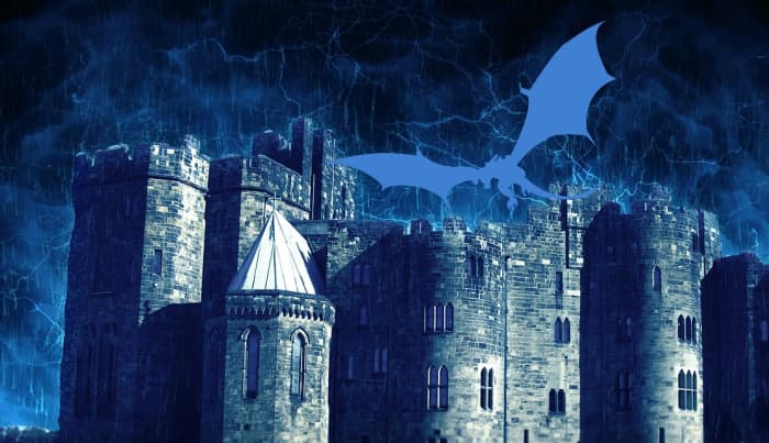 Melusine still flies over the castle. weeping over the loss of her family.
