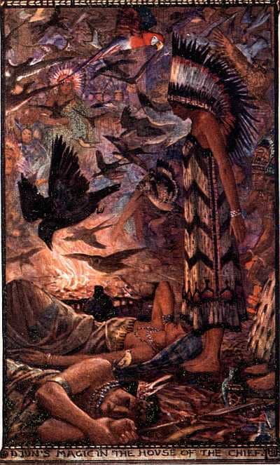 Native American shaman - Illustration by H.J. Ford for Andrew Lang's The Strange Story Book, 1913