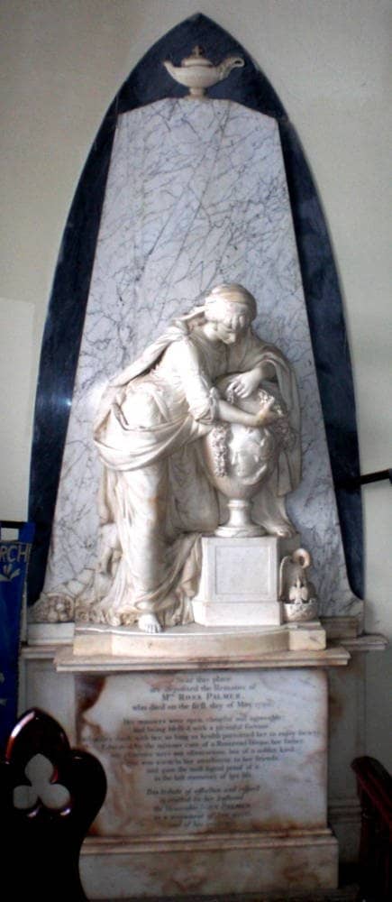 This statue of Rosa Palmer, at St. James Parish Church, Jamaica, was commissioned by her husband, John, upon her passing in 1790.