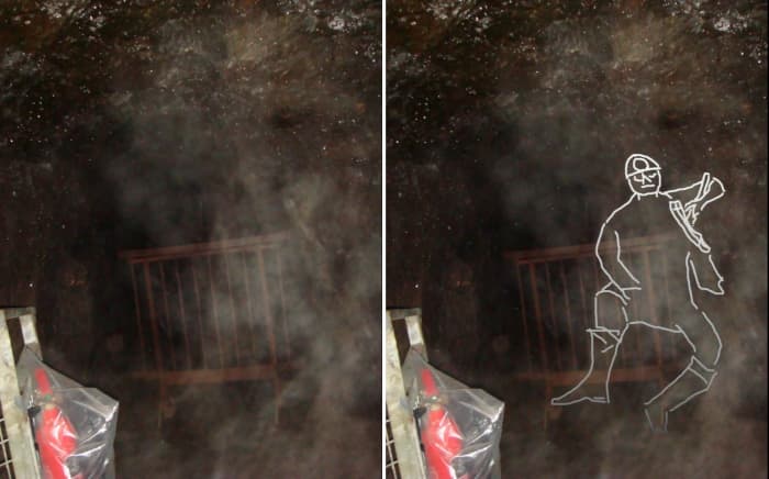 Side-by-side comparison of the unedited, and edited "Miner's Ghost" image. can you now see the "Miner's Ghost" in the unedited image?