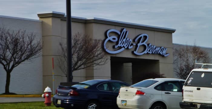 The outside entrance to Elder-Beerman in the Sandusky Mall. This store is said to be linked to many of the sightings of the Lady in Red.