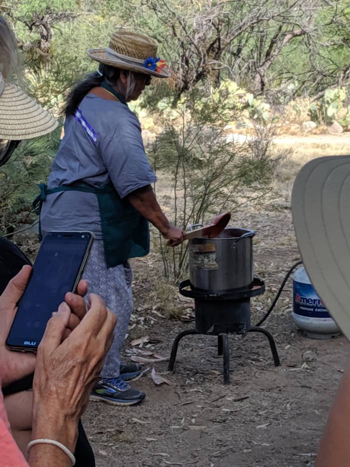 Our Instructor stirring the fruit as it was being boiled to reduce it to a syrup.