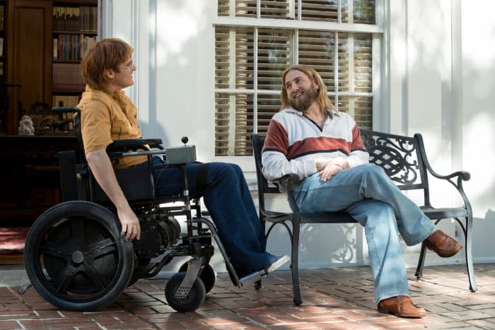 Joaquin Phoenix and Jonah Hill as John Callahan and Donnie in, "Don't Worry, He Won't Get Far on Foot."