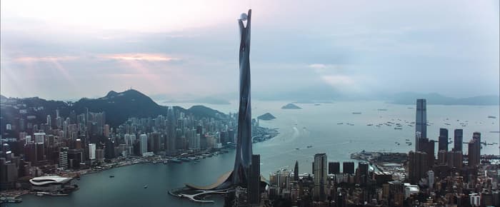 A building in Hong Kong, famously known as The Pearl is used as a set prop for the film Skyscraper.