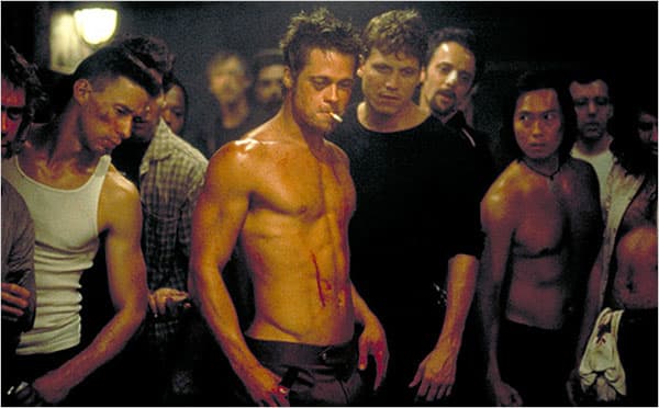 From 20th Century Fox. Fight Club became a cult classic,and cultural icon because of its depiction because of its appeal to brotherhood amidst the cynicism of mass consumerism in the 1990's. Many today however find it to be toxic for the same reason